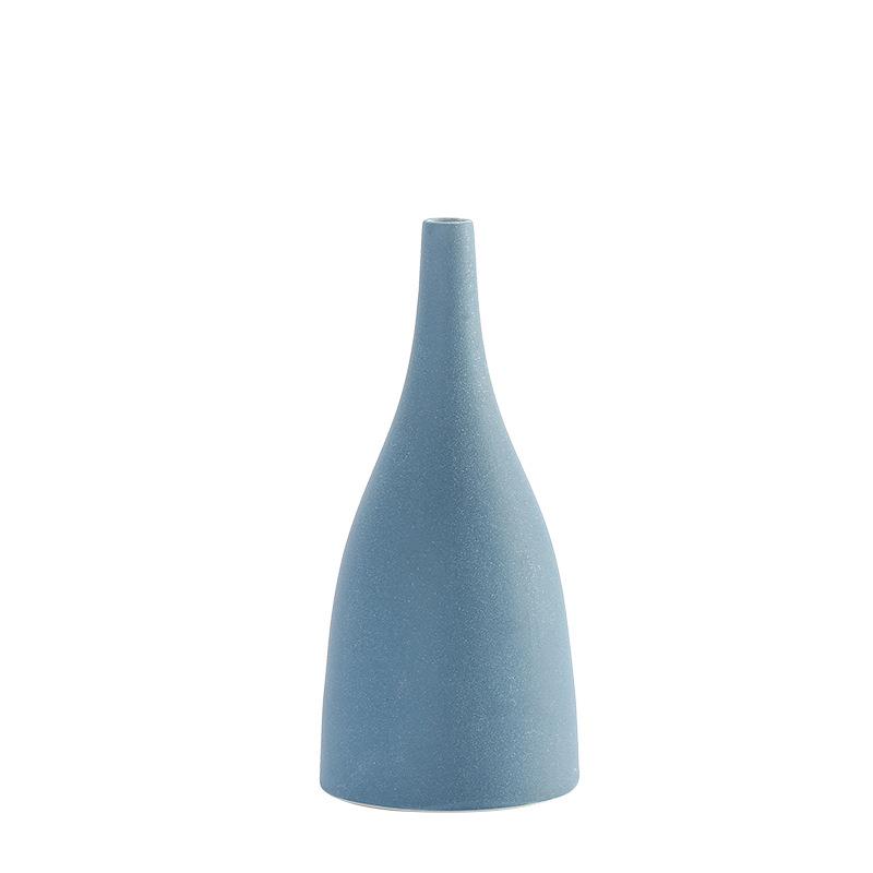 新款禅意北欧地中海小清新陶瓷灰色蓝色花瓶摆件客厅插花家居装饰-图3