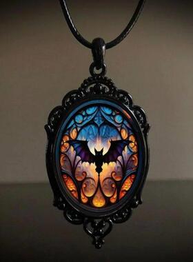 Vintage Gothic Witch Dark Forest Castle Pendant Necklace for