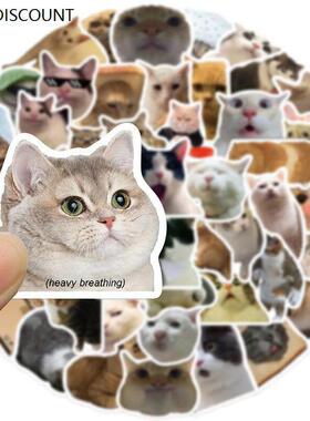50PCS Cat MEME Funny Animals Stickers Vintage Toy 贴纸不干胶
