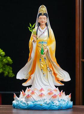 日本进口妙善观音娘娘南海观音菩萨树脂佛像供奉观世音佛堂神像家
