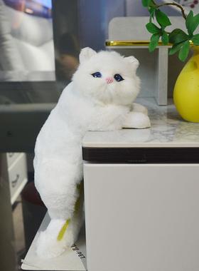 彷真猫咪模型桌面摆件电视挂件家居装饰开业客厅创意手工毛绒公仔