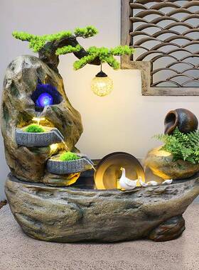 大型田园流水喷泉鱼缸落地假山摆件花园庭院别墅阳台造景装饰