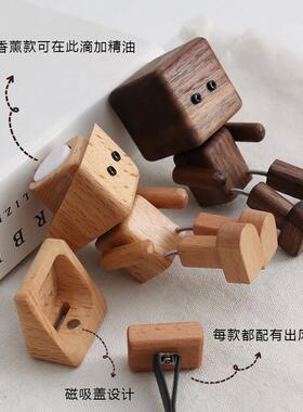 实木木头人偶摆件创意可爱装饰品桌面小摆件好物治愈可爱装饰礼品