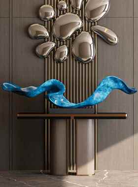 抽象艺术品入口装饰高端大型雕塑新中国风客厅别墅酒店大堂装饰