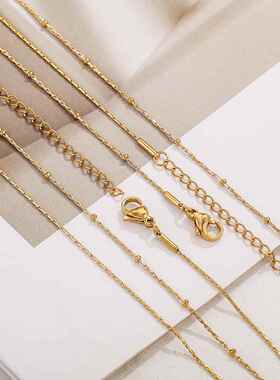 不锈钢锤纹项链几何吊坠简约设计高级小众DIY饰品链条锁骨链