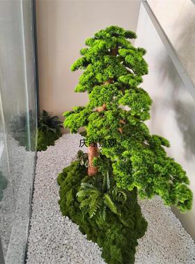 仿真迎客松树人造假罗汉松树园林工程景观道具布景装饰商场酒店摆