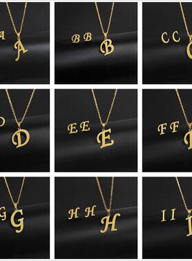 A-Z Stainless Steel charm Initial Necklace And Stud Earrings