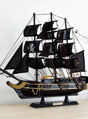 一帆风顺帆船模型摆件木质装饰品创意客厅玄关公室小工艺品摆设