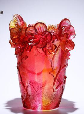 古法琉璃梅花花瓶摆件客厅插花轻奢高档入户玄关办公室高级感装饰