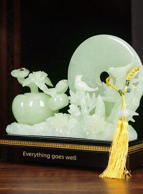 万事如意招财饰品，安全扣饰品，新中国风客厅入口电视柜，乔迁礼