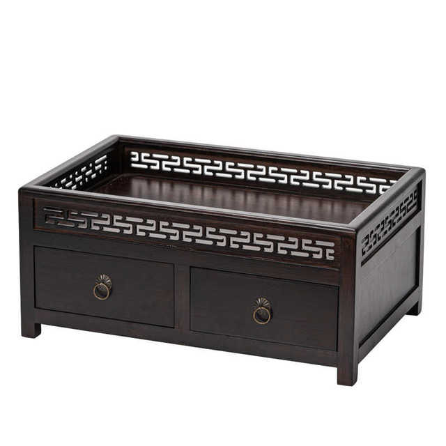 Creative tea set storage cabinet bamboo tea cabinet household tea room retro storage storage tea table tea ceremony cabinet