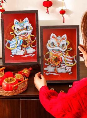 醒立体纸雕面摆件高端入户玄年关贵狮摆台画新款乔迁266028-2新居