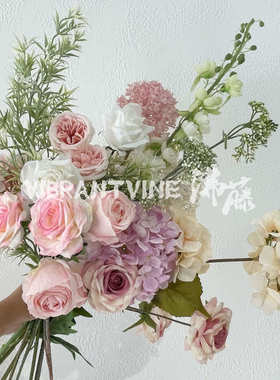花用花假花婚装饰仿真订婚宴房婚庆路引布置花粉色排成品花地布置