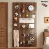 Solid wood hole board wall storage rack entry door walnut color wall decoration storage display