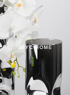 软装饰品镀圆形玻璃干花摆件样板瓶间YEV茶几柜餐插厅吧台桌面电