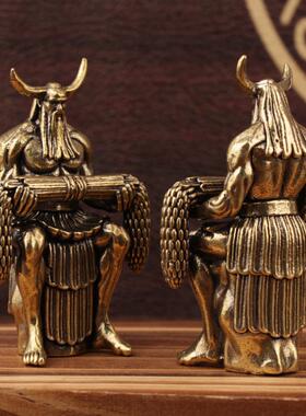 黄铜炎帝黄帝铜像小号神农氏炎帝像古代五帝人物雕塑城市景观摆件