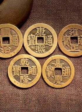 真品五帝钱门对门葫芦挂件纯黄铜入户门吉祥结铜钱招财古币压门槛