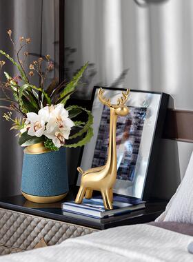 轻奢萌趣长颈鹿铜摆饰客厅玄关儿童房创意家居装饰品礼物新居礼品