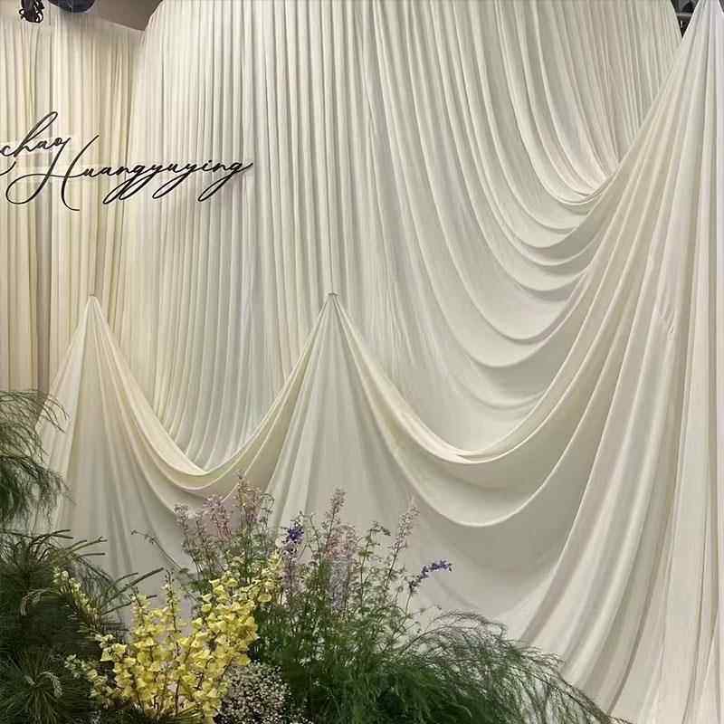 奶油色婚庆布幔香槟色舞台背景布吊顶布弹力布婚礼帷幔装饰布幕布,淘宝优惠券,粉丝福利购,淘宝优惠卷