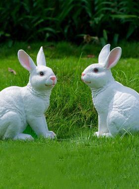 庭院模拟兔子雕塑饰品户外园林森林草坪景观玻璃纤维树脂动物模型