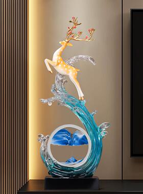 风生水起玄关流沙画大摆件高档客厅电视柜入户进门高装饰品高级感