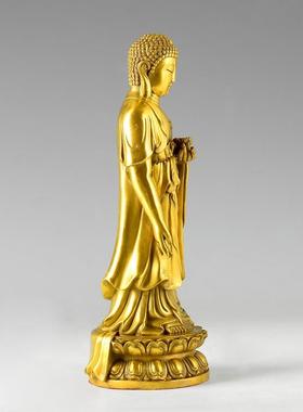 正品全弥摆铜阿陀佛像居家件装饰品属猪狗工艺属品站佛像中式