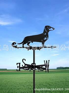 新款直销跨境柯基澳大利亚牧羊犬风向标不锈钢喷漆欧式园艺金属工