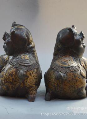 厂家直销纯黄铜纯铜猪摆件生肖猪福猪纳福铜器金属工艺品摆件
