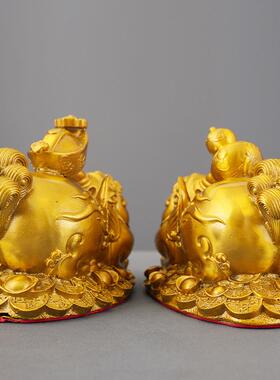 福玄禄貔貅黄铜摆件一对皮家居关厅桌面铜装客饰丘品办公室NQU铜