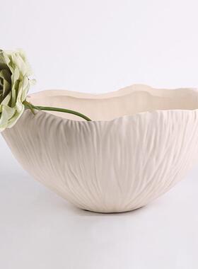 北欧清新风几何艺术托盘摆件样板房客厅茶几褶皱水果盘展厅装饰品