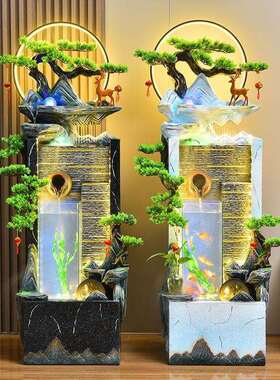 欧式八方来财流水喷泉循环水客厅加湿器摆件公司办公室招财造水景