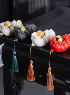 中式风可爱狮子招财茶玩摆件时来运转创意家居桌面店铺开业小摆件