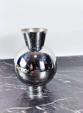 现代银色不锈钢镜面几何装饰花器电视柜餐桌桌面创意插花摆件