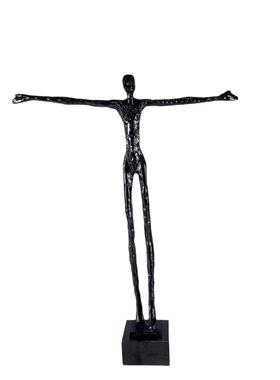 现代简约黑色抽象人像雕塑摆件样板房售楼处玄关屹立人物软装饰品