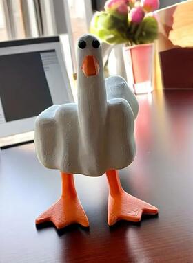 跨境新品DuckYou创意树脂工艺品zakka中指鸭桌面迷你摆件装饰品