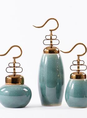 现代新中式样板间软装饰品客厅电视房柜家居书DS0112房陶酒瓷罐储