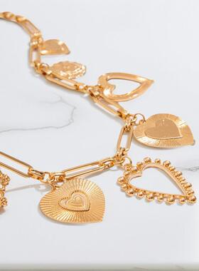 WoodBerry Chunky Gold Necklace for Women Hollow Big Heart