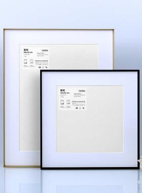 上海铝合金画框正方形55黑色卡纸相框挂墙极窄框斜边立体金属框架