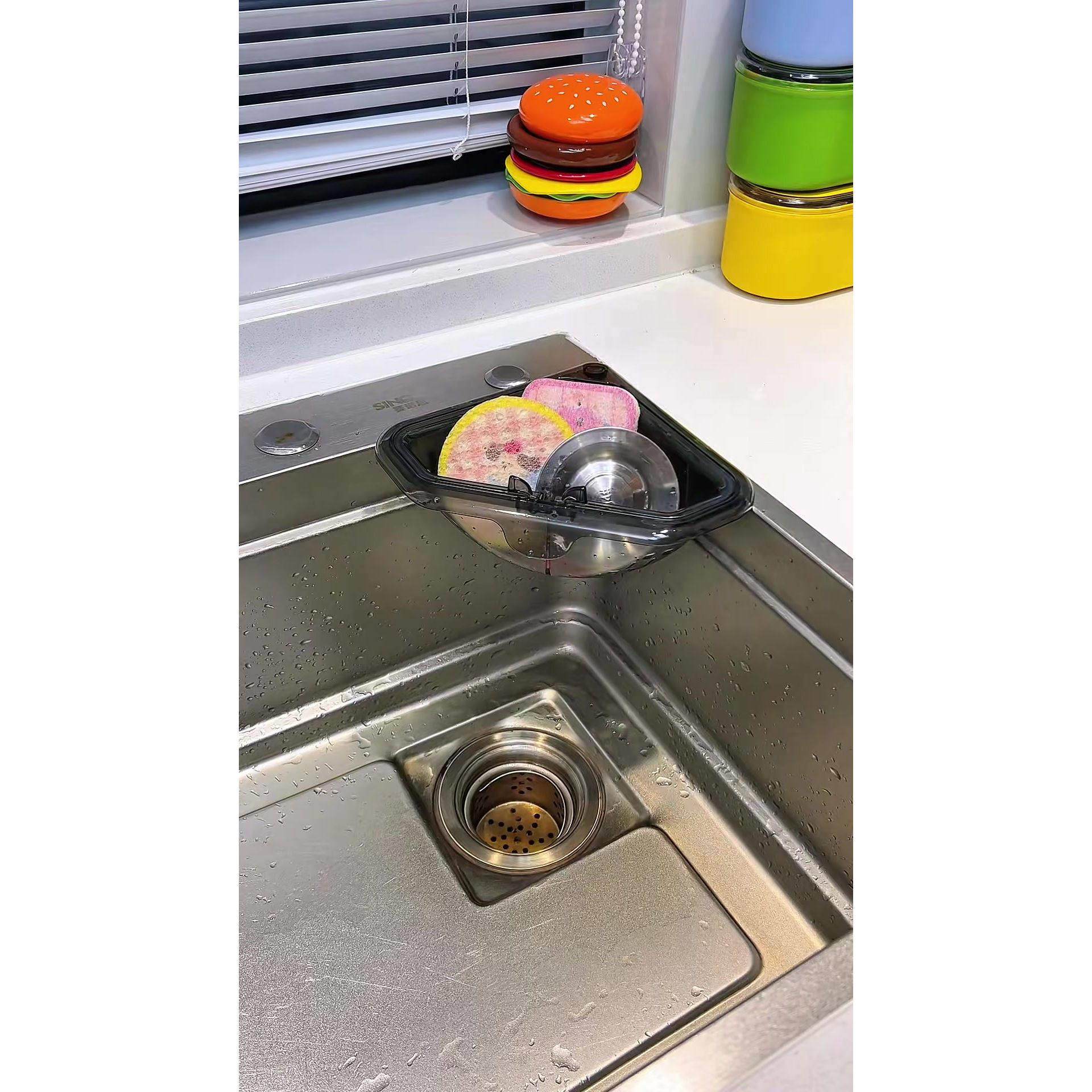 厨房磁吸沥水三角水槽过滤篮家用洗菜盆沥水篮清洁好物置物架加厚,淘宝优惠券,粉丝福利购,淘宝优惠卷