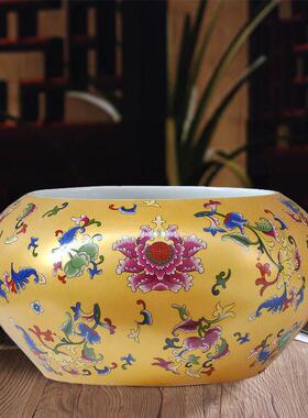 陶瓷鱼缸景德镇瓷器聚宝盆开业礼品客厅家用水培花盆玄关装饰摆件