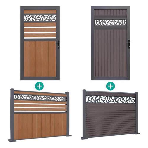 入户门别墅庭院门铝合金塑木共挤雕花门单双开防腐木庭院门防盗门 - 图3