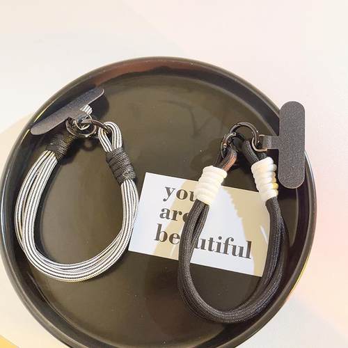 简约ins纯色双链腕带挂件含夹片短款手机挂绳钥匙扣ccd相机拍立得 - 图0