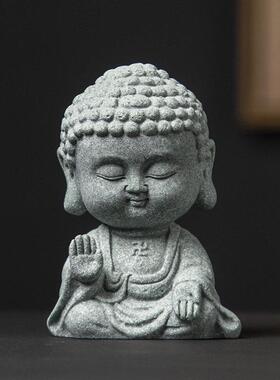 青砂石景观佛像小摆件园艺盆景假山微景观造景如来茶宠装饰品摆设