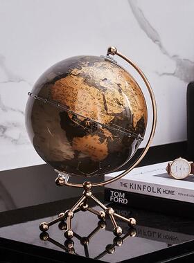 黑金地球仪摆件轻奢高档客厅书房办公室电视柜酒柜家居装饰品高端