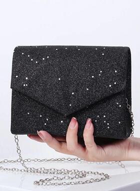 Black Messenger Crossbody Bag for Women Vintage Bling Sequin