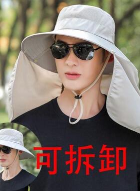 暴雨防水帽男女士防晒防雨帽子防水大帽檐渔夫帽户外遮阳透气钓鱼