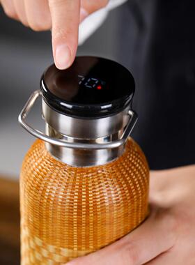 手工竹编保温杯焖壶焖茶杯暖瓶茶楼编织水杯民宿茶室泡茶杯水壶