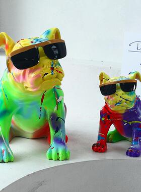 仿荧光炫酷件彩色树脂家居G194-1-2装工艺品摆客卧厅室创意眼镜饰