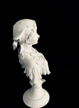 书桌面房现代物雕少塑女头人像摆件玄关客厅石1566膏像欧式摆件艺