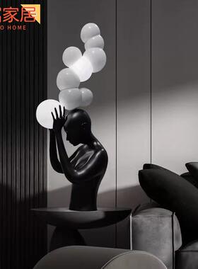 轻奢人物雕塑摆件马头装置艺术品售楼处酒店大堂橱窗落地装饰摆件